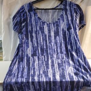 Blue and White Boxy Short Sleeve Tee